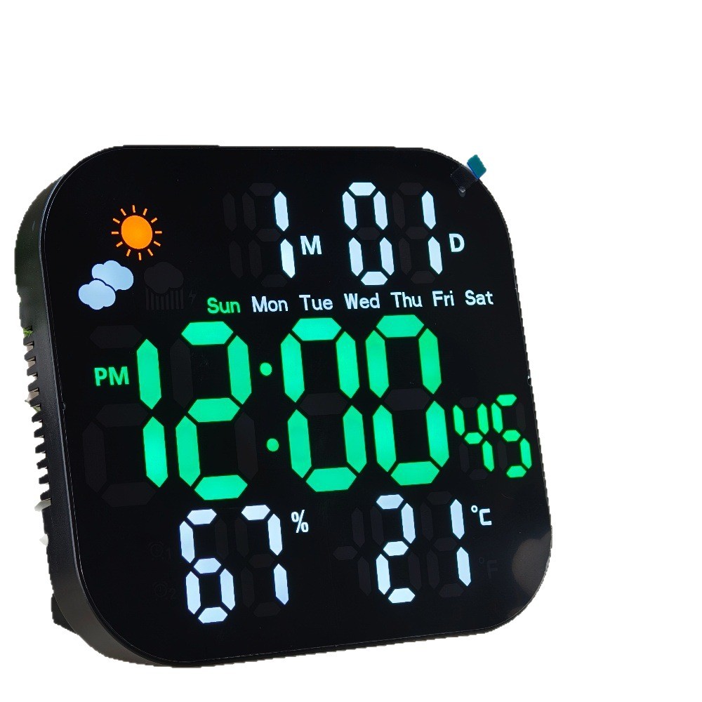Cross-border Multifunctional Clock LED Electronic Clock Living Room Weather Temperature Display Wall Clock Hanging or Standing Dual-Use Clock