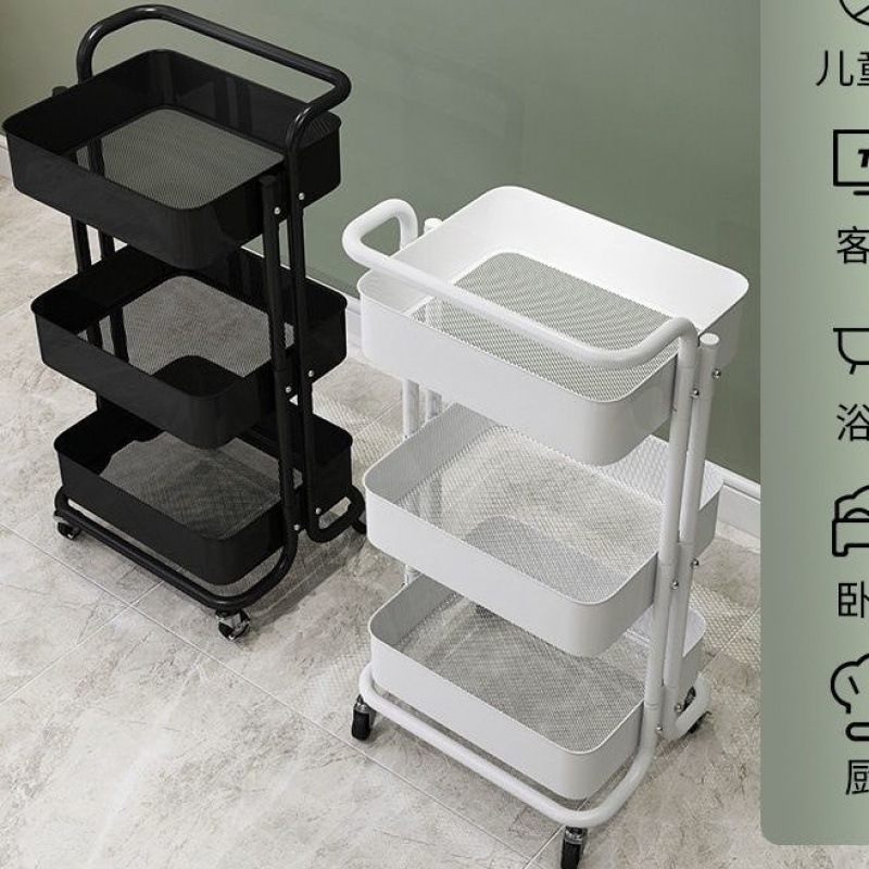 Kitchen multi-layer storage cart with wheels storage rack movable multifunctional shelf baby products small push cart