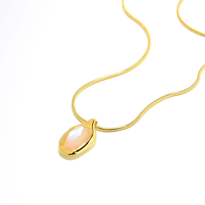 Monica Flowing Light Gemstone Necklace S925 Silver Gold-Plated Natural Agate Moonstone Niche Snake Bone Chain