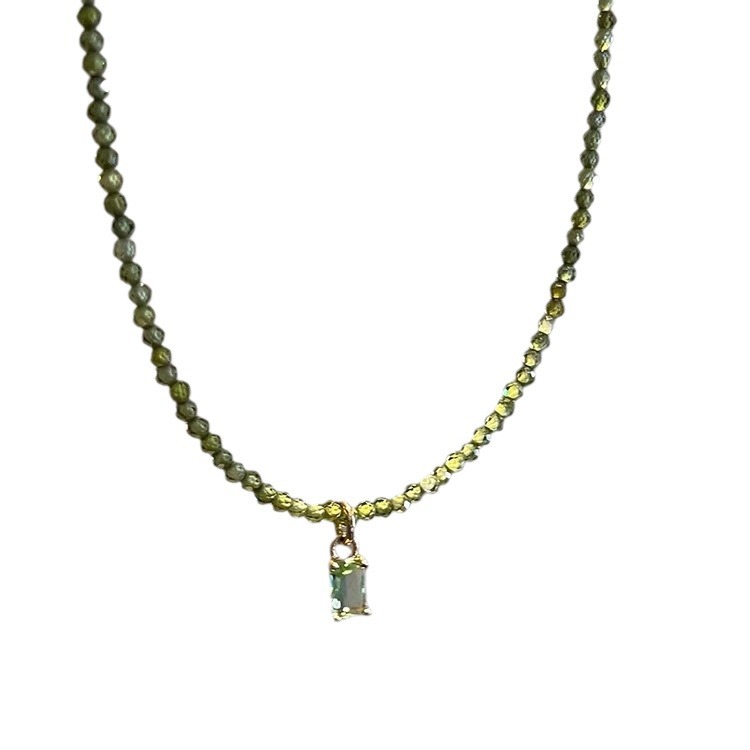 Yuanyou spring summer new mung bean olive cut natural zirconia super flash collarbone chain simple necklace