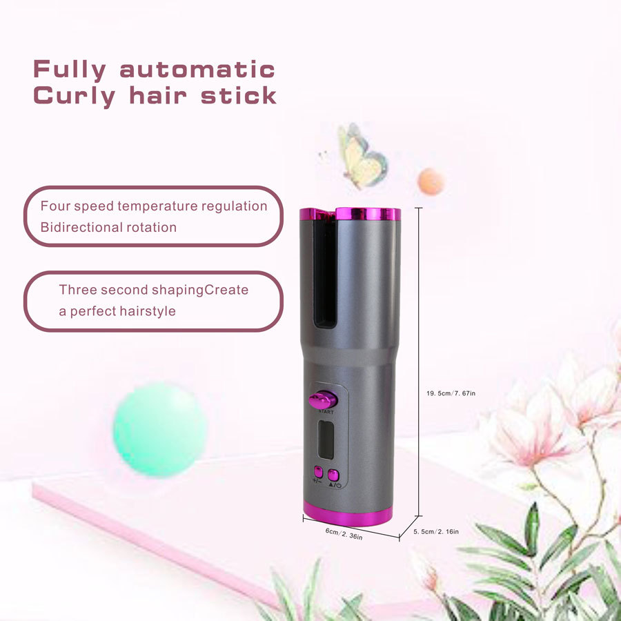 Automatic Curling Iron Charging Wireless Curler Electric Rotating Non-Damaging Portable Patent Design