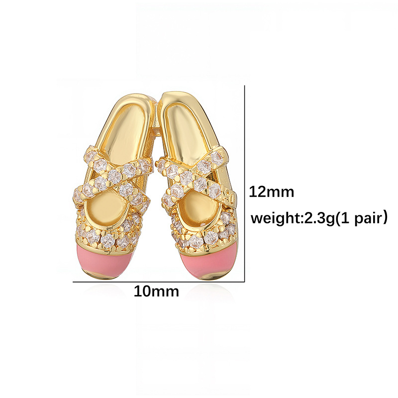 Sweet Colorful Drip Oil Ballet Shoes Necklace and Earrings Layered Jewelry Set