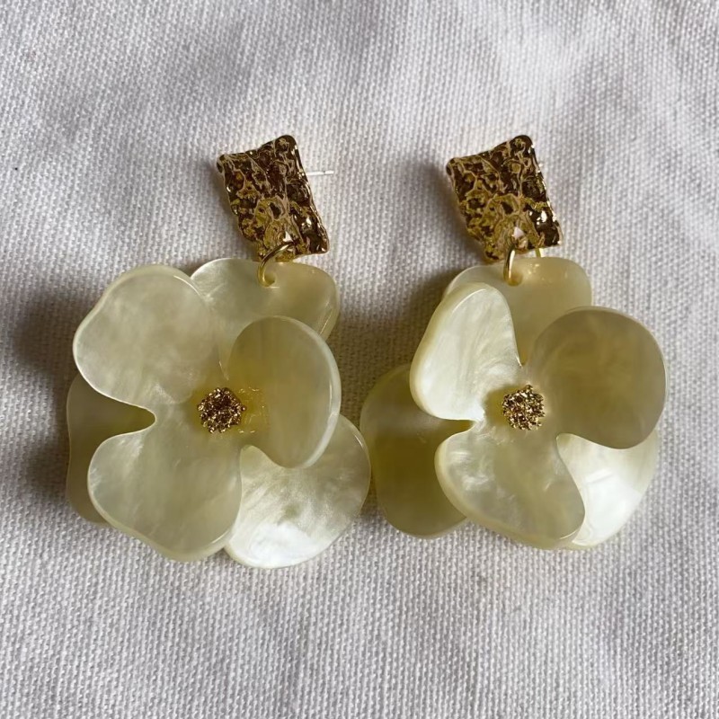 Simple Design Acetate Acrylic Flower Earrings Super Ethereal Exaggerated Petal Ear Studs