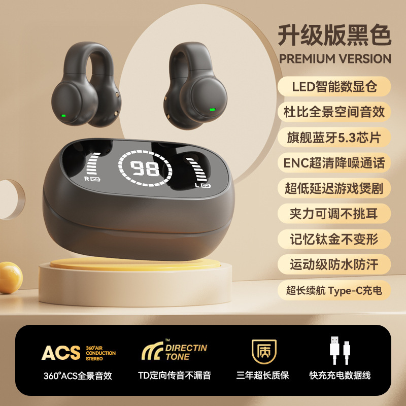 Berlin Sound Clip-on Bluetooth Earbuds 2025 New Wireless Open-ear Sweat-proof Sports Dedicated Ultra-long Battery Life