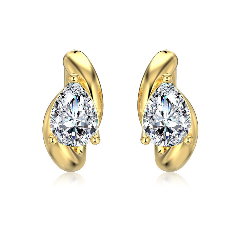 Moissanite S925 sterling silver ear studs for women, teardrop asymmetrical delicate design women's earrings