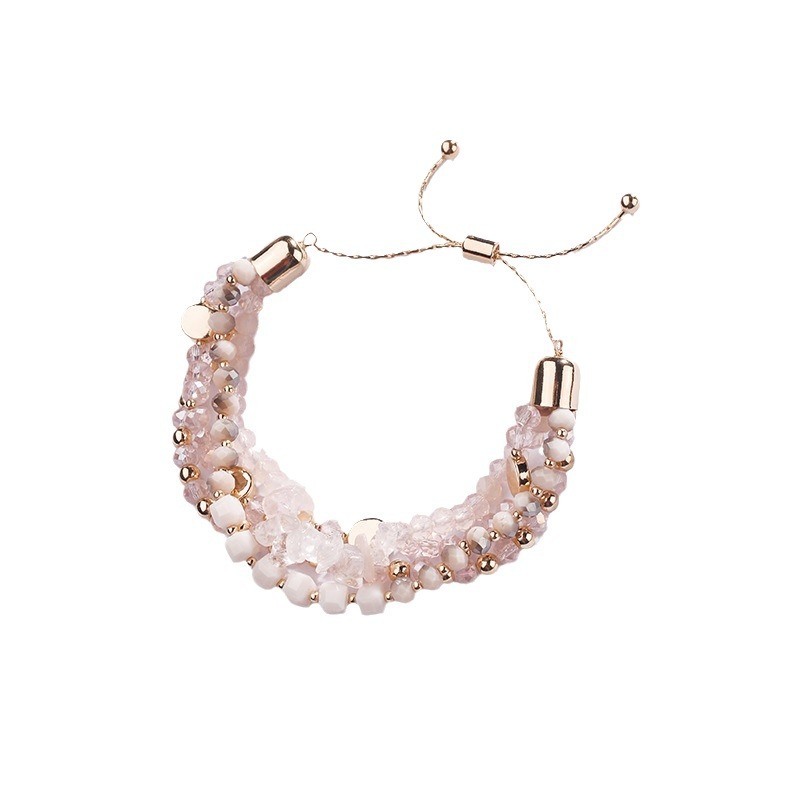 Qingdao New Crystal Glass Beads Alloy Raw Stone Women's Adjustable Bracelet New