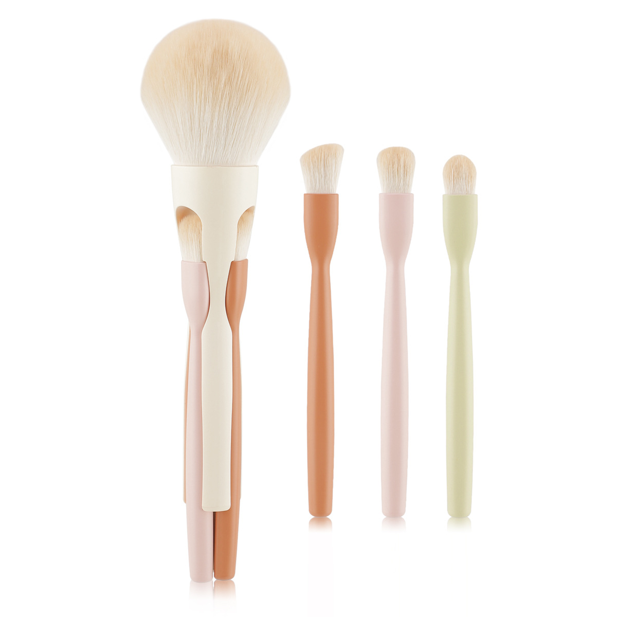 4-in-1 Magnetic Makeup Brush with Bag Loose Powder Brush Eye Brush Multifunctional Travel Makeup Brush Ready