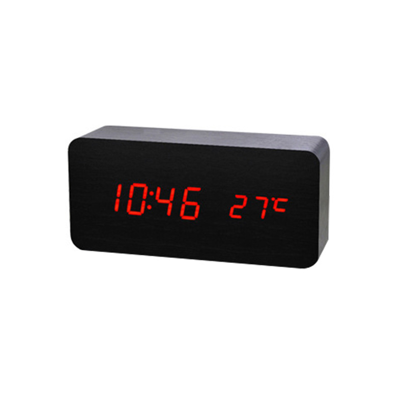 LED wooden clock, desktop silent electronic alarm clock, home decoration clock, USB and battery dual-use alarm clock