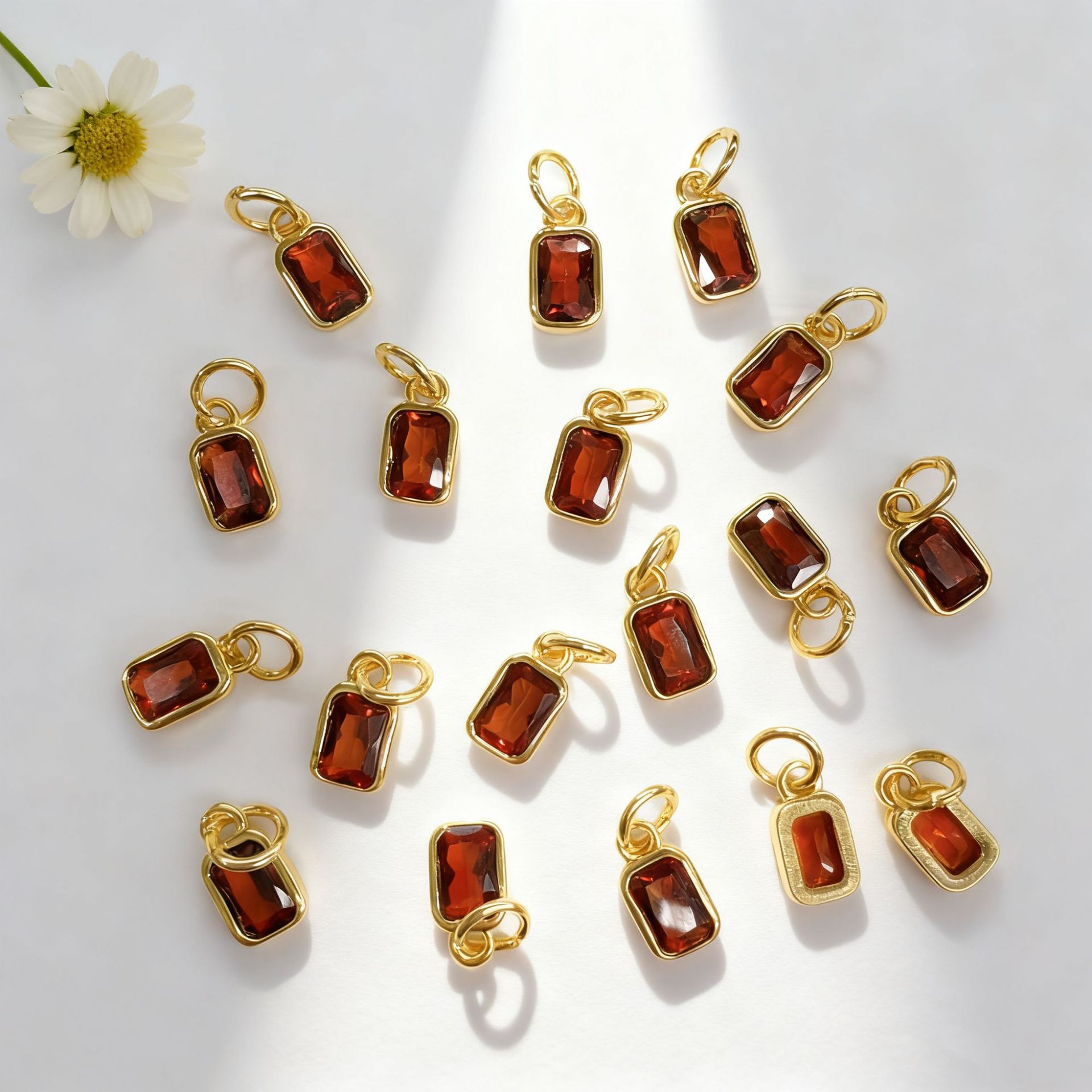Niche simple colored zircon rectangular small pendant bracelet necklace earring pendant accessories materials handmade jewelry