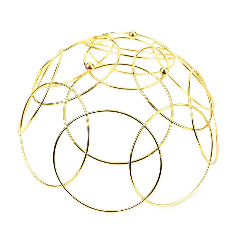 Home kitchen storage basket European-style round fruit basket electroplated gold and silver iron fruit basket