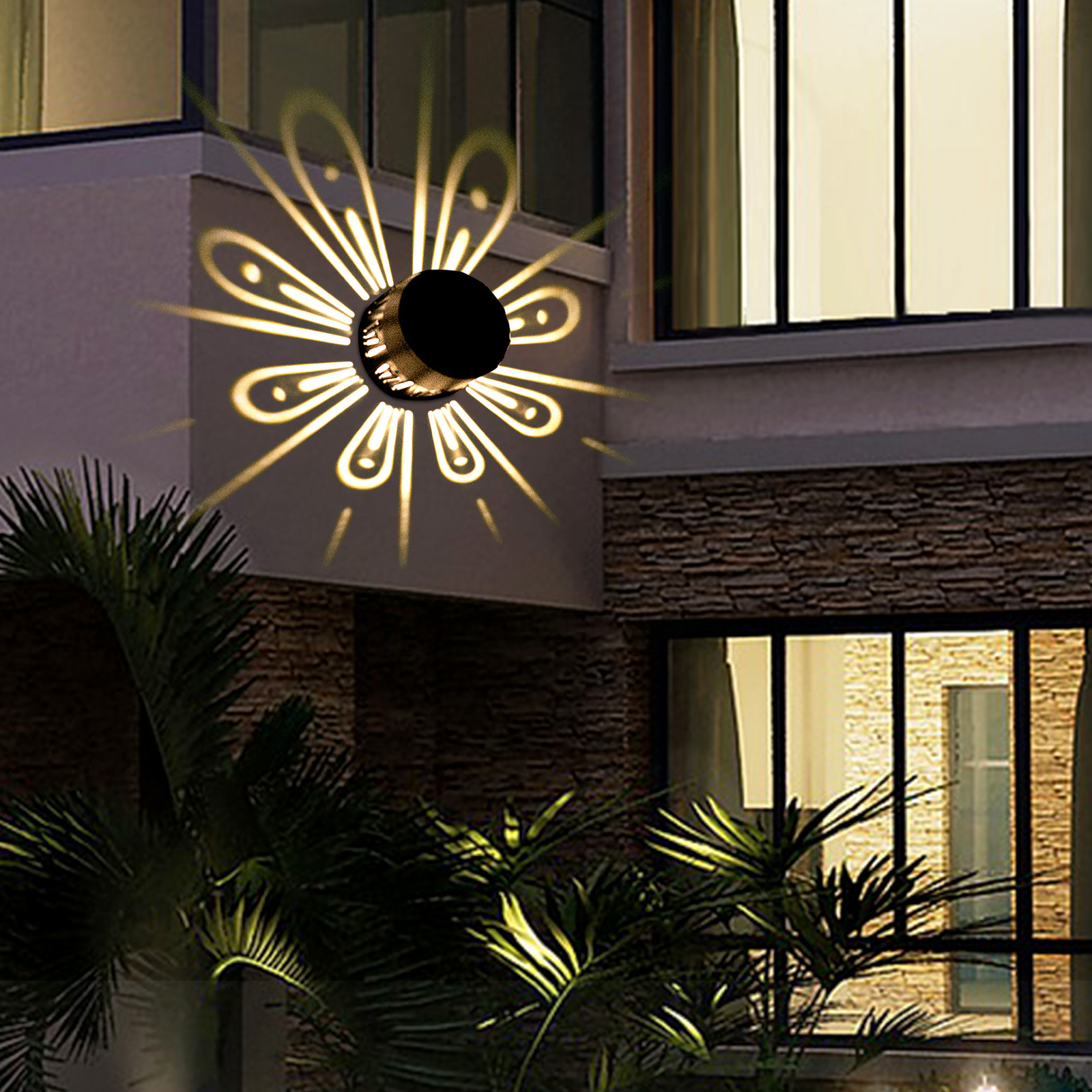 Custom outdoor solar shadow wall light waterproof garden yard light landscape decoration LED light peacock projection light