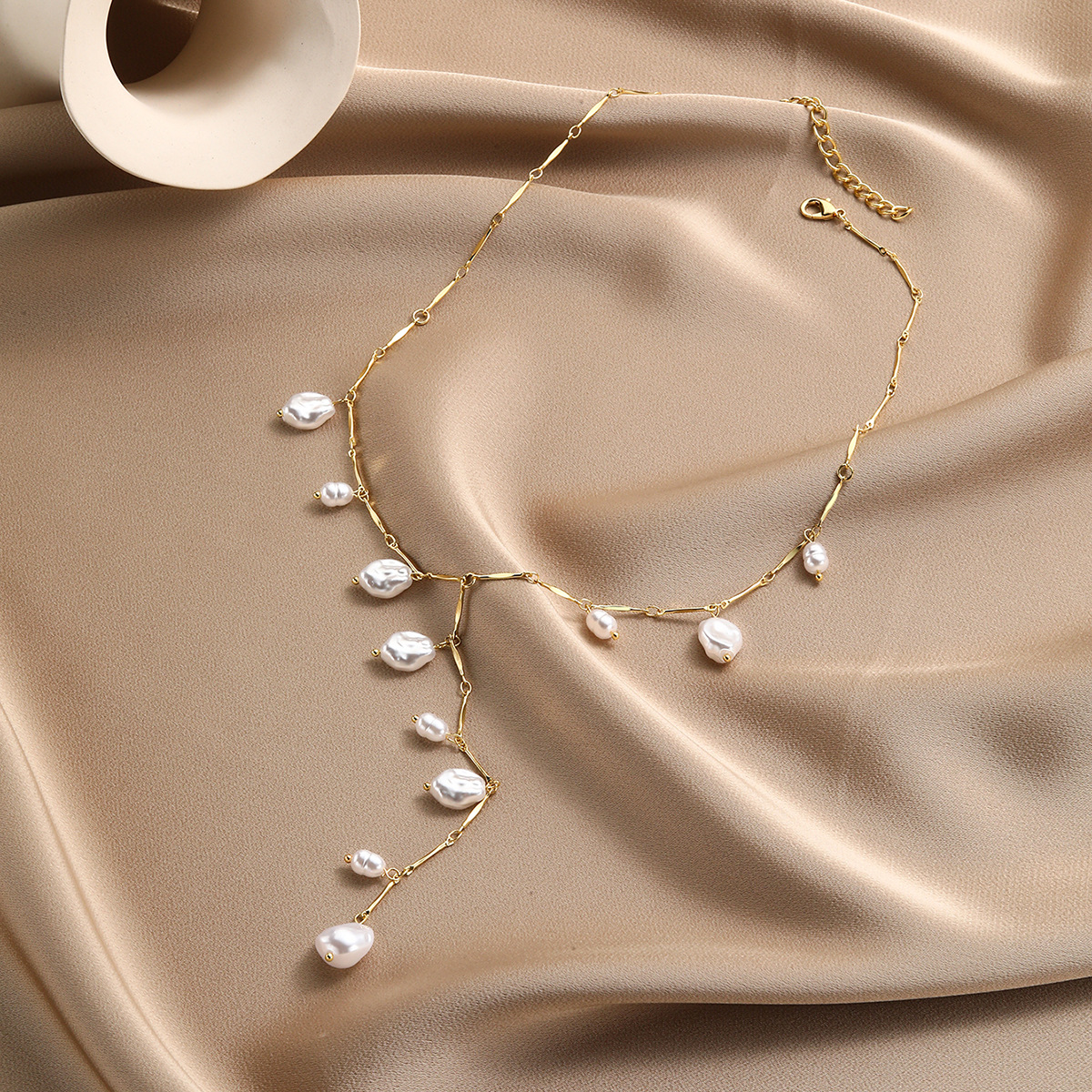 Jewelry simple pearl long necklace niche long Y-shaped pearl necklace