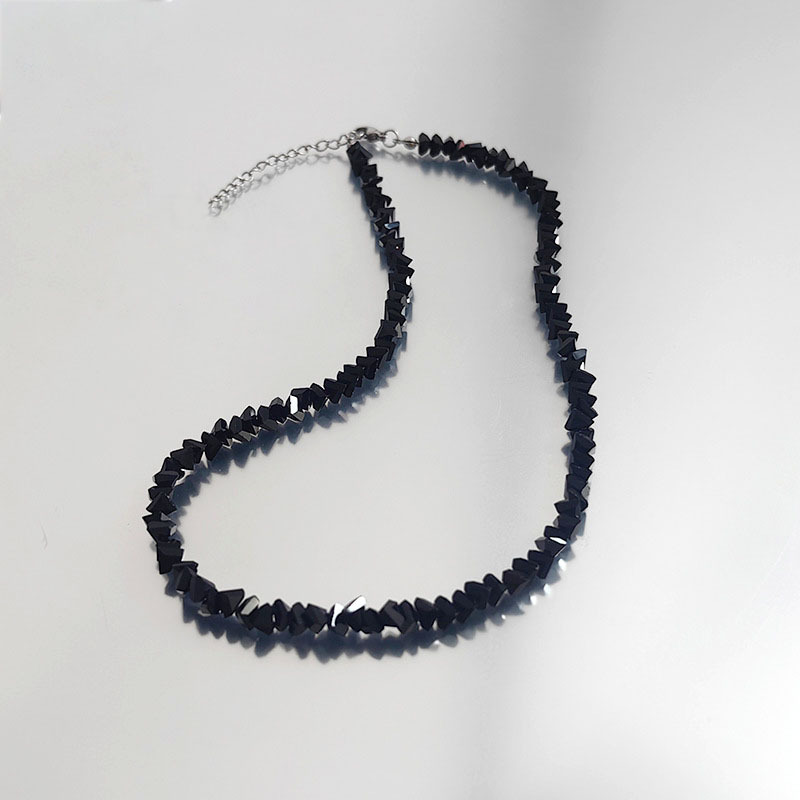 Rongshang Sparkling Multi-Faceted Glass Crystal Necklace Handmade Beaded Clavicle Chain Accessory