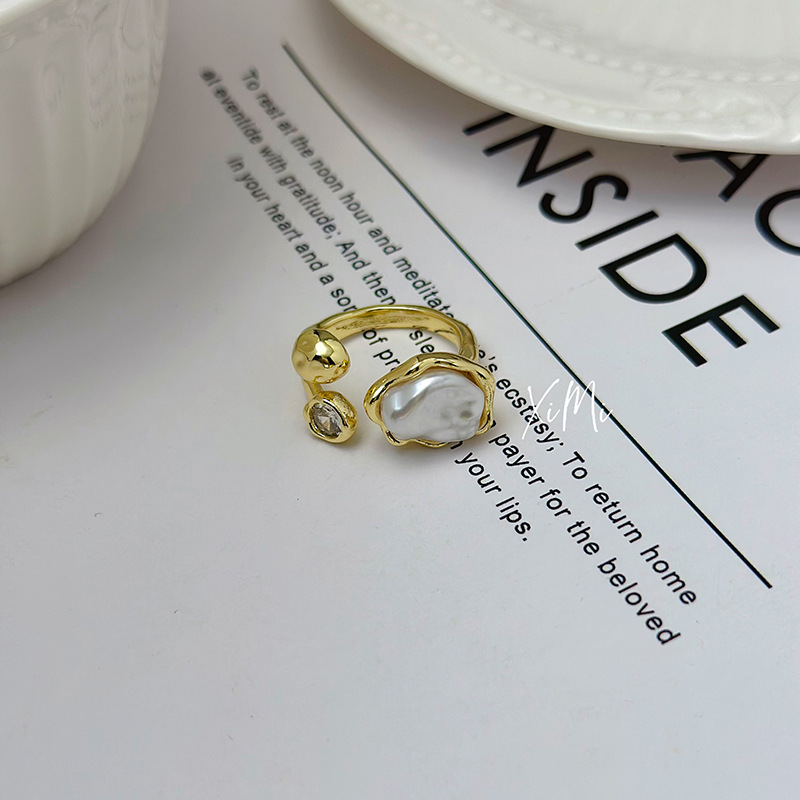 New Baroque Pearl Ring for Women Open Index Finger Ring Band