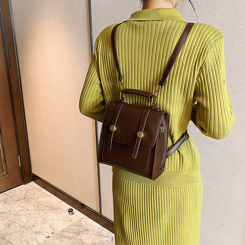 2026 New PU Leather Women's Small Backpack Simple Soft Leather Double Shoulder Bag Multi-purpose Bag