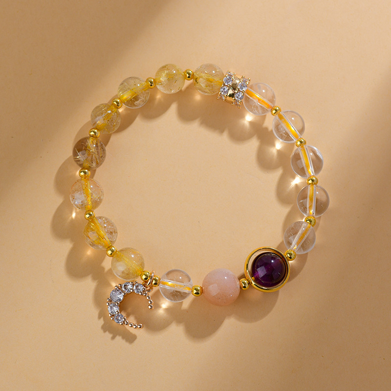 Xinjiang Gold Silk Jade Multi-loop Bracelet Peace Buckle Pendant New Chinese Style Ethnic Style Buddha Bead Prayer Bead Bracelet