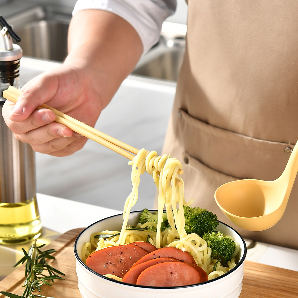 Integrated Non-Stick Silicone Soup Spoon Long Handle Spoon Silicone Chopsticks Two-Piece Set Ramen Tableware