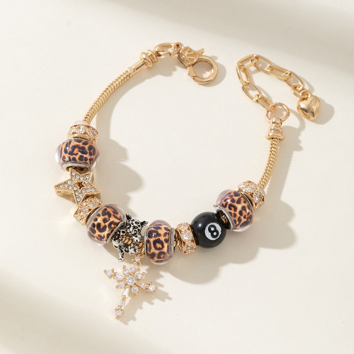 Leopard star charm bracelet for women beaded jewelry accessories