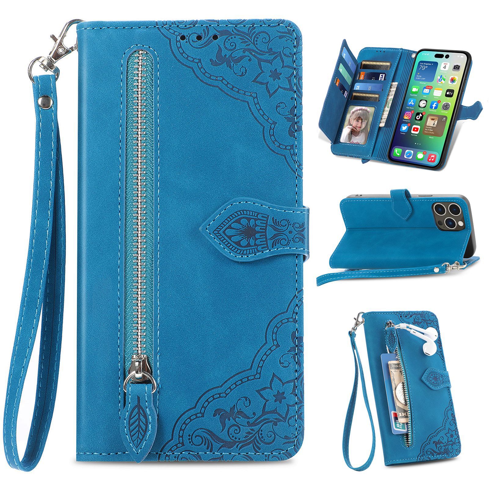 For iPhone18 flip phone case Apple 18 faux leather phone case 17 zipper wallet case Samsung S26P