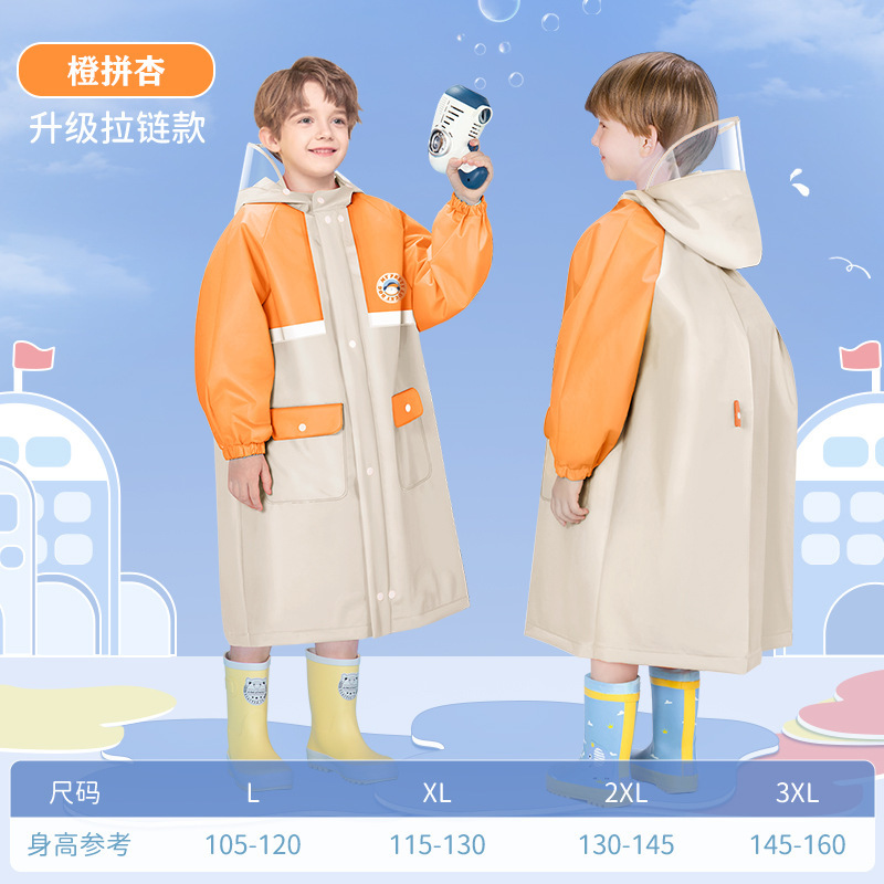 Children Raincoat School Style Kindergarten Big Kids Small Kids School with Backpack Position Full Body