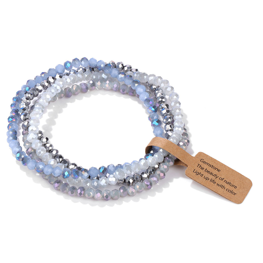 Color-coated glass four-piece bracelet set for best friends, gift label set hand jewelry