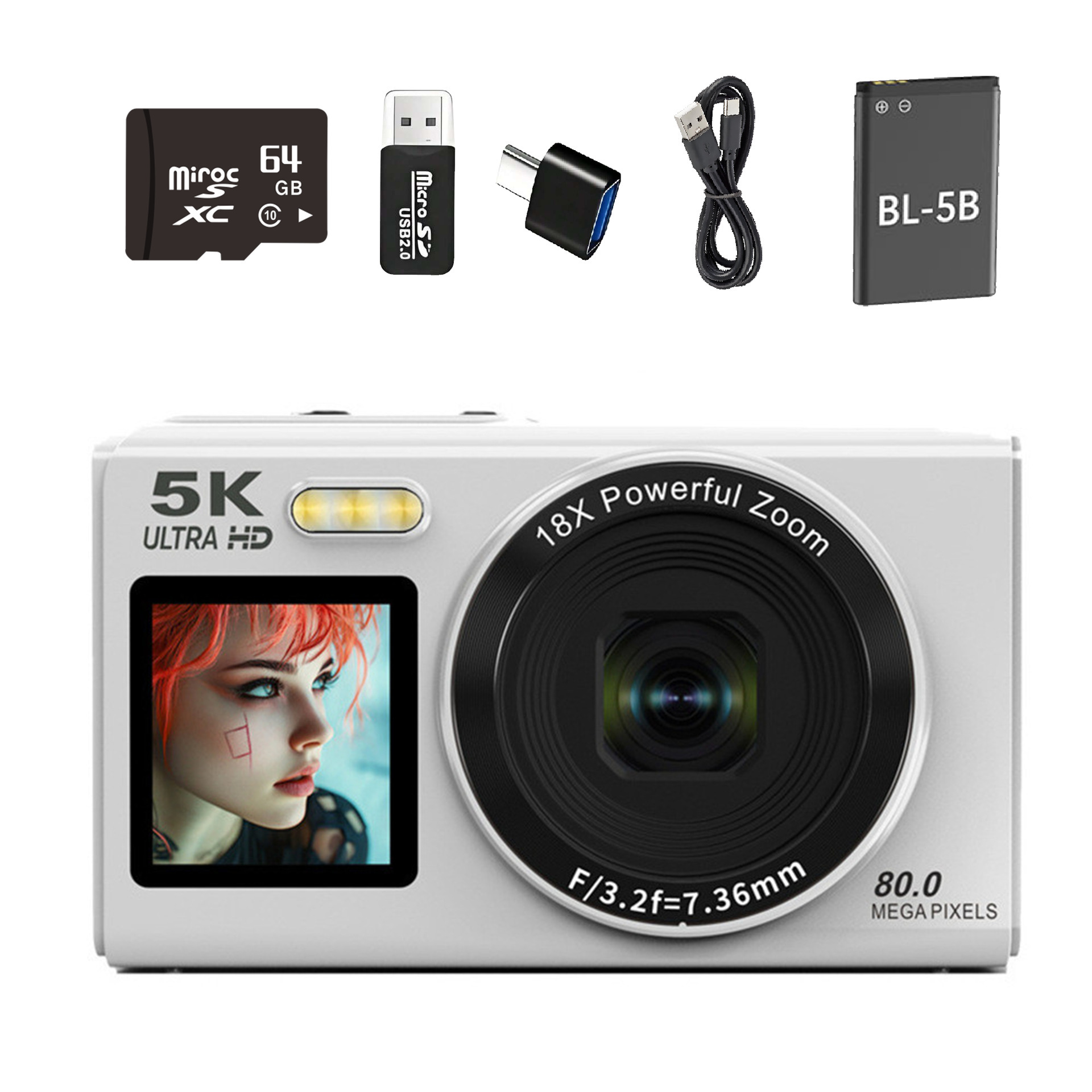 5K HD digital camera dual screen WiFi card camera recording portable campus vlog travel camera