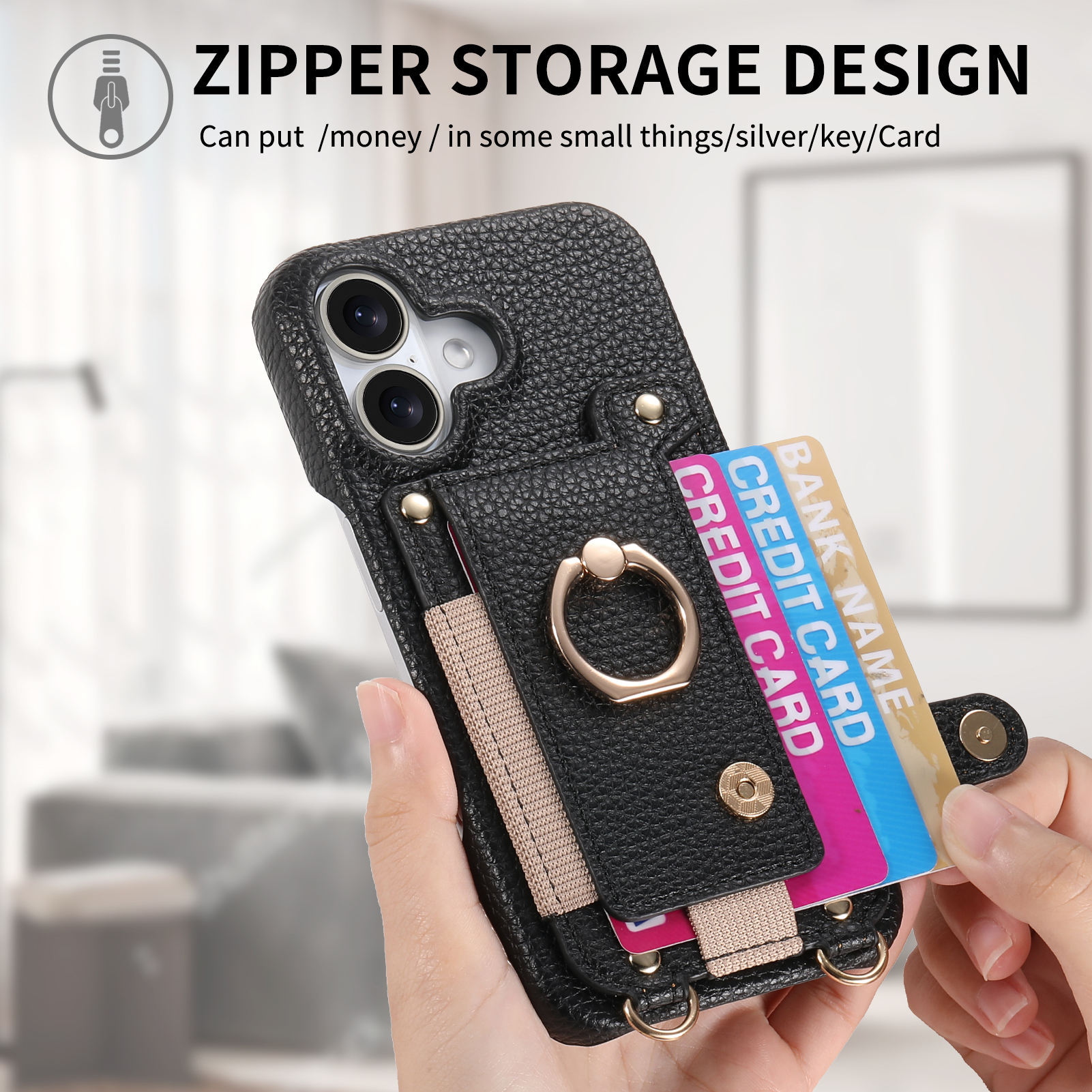 For Apple 18 crossbody phone case long lanyard card slot storage iPhone18 phone leather case 12 anti-drop case 11