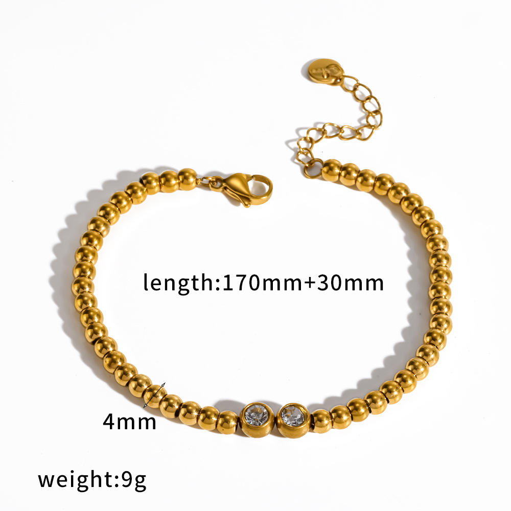 Full diamond stainless steel bracelet love tennis chain zircon row drill titanium steel bangle 18k gold