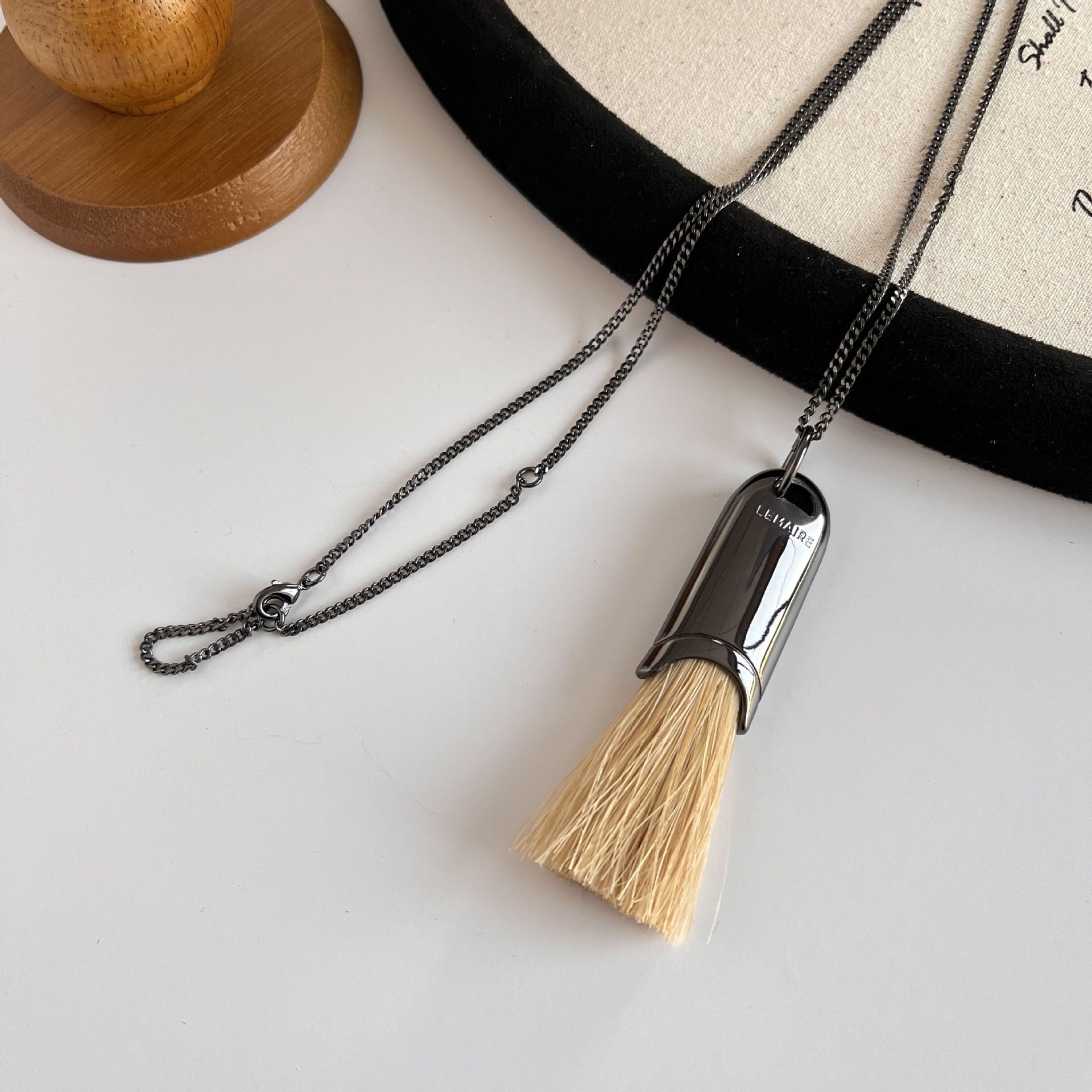 Cha Jung-won Horsehair Tassel Necklace Long Pendant Sweater Chain Accessory