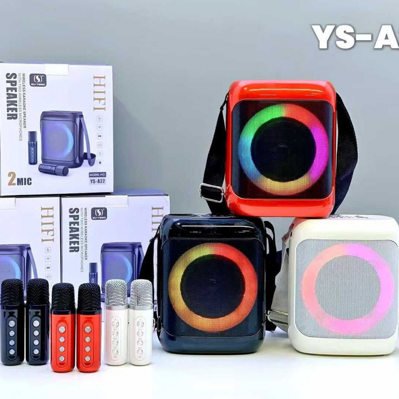 YS-A22 Karaoke Set KTV Sound Bluetooth Speaker Dual Microphone Speaker Microphone All-in-One