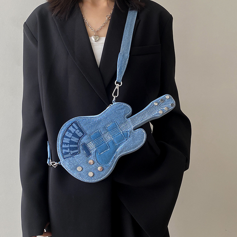 New Women's Bag Denim Shoulder Crossbody Bag Guitar Bag