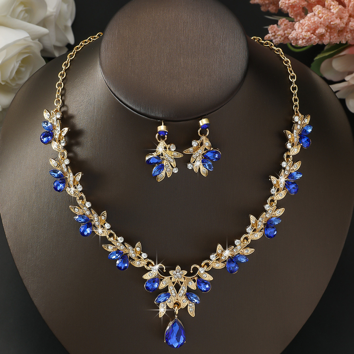 Jewelry Set Multicolor Necklace Earrings Two-Piece Wedding Banquet Accessories