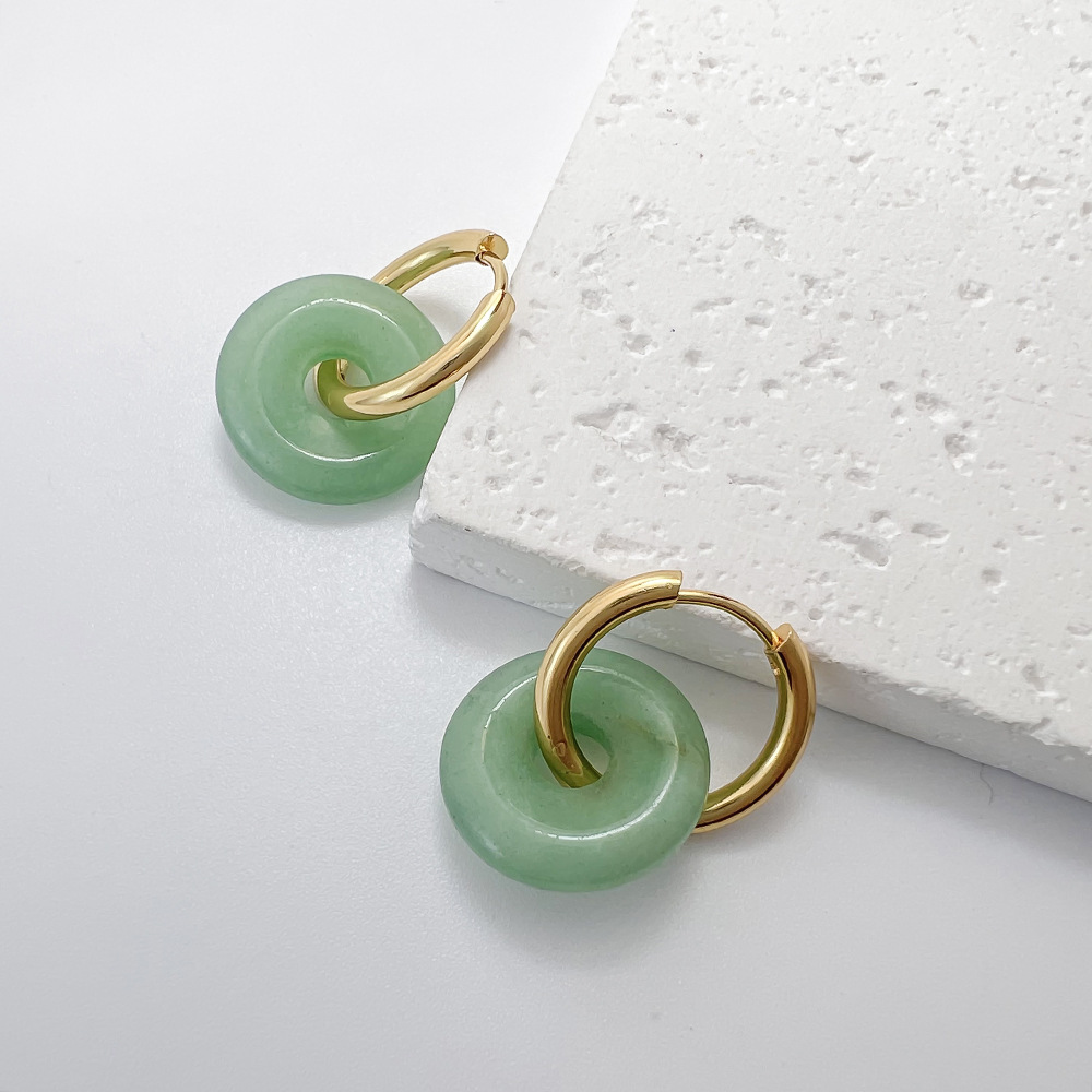 Stainless Steel and Natural Stone "Peace Knot" Hoop Earrings—Simple and Elegant Earrings