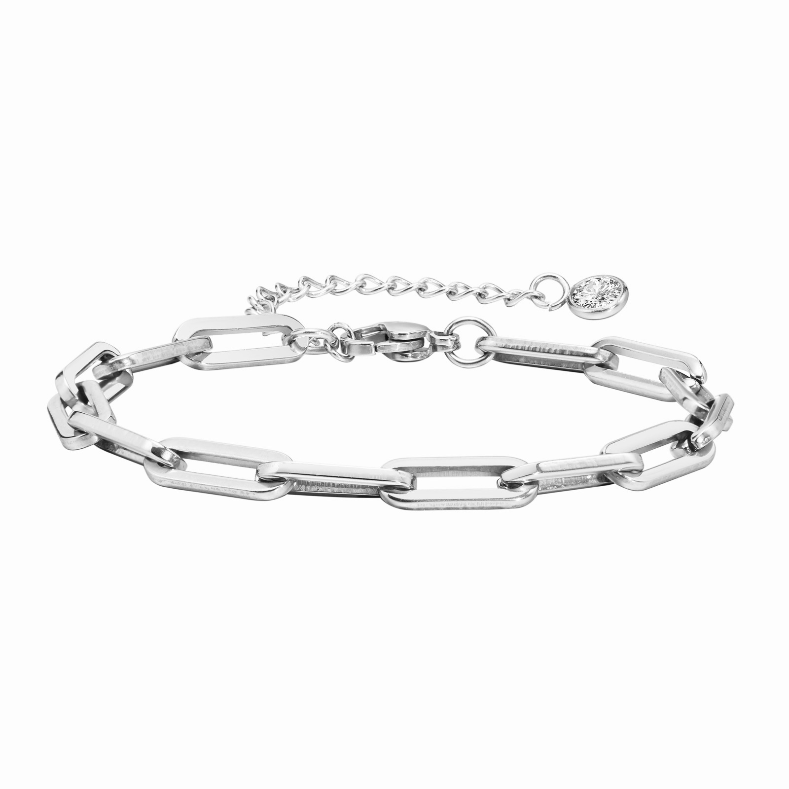 Style Simple Geometric Necklace Bracelet Rectangular Chain Stainless Steel Women's 18K Gold Plated Accessories