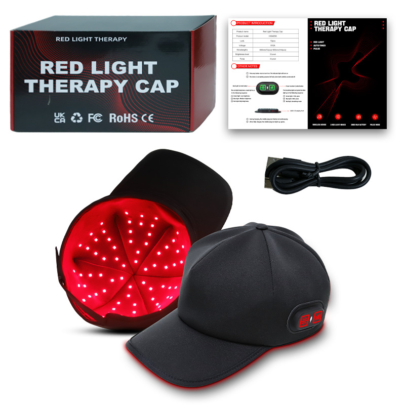 LED Red Light Heating Massage Hair Growth Cap Pulse Hot Compress 72 Beads Phototherapy Red Light Hat