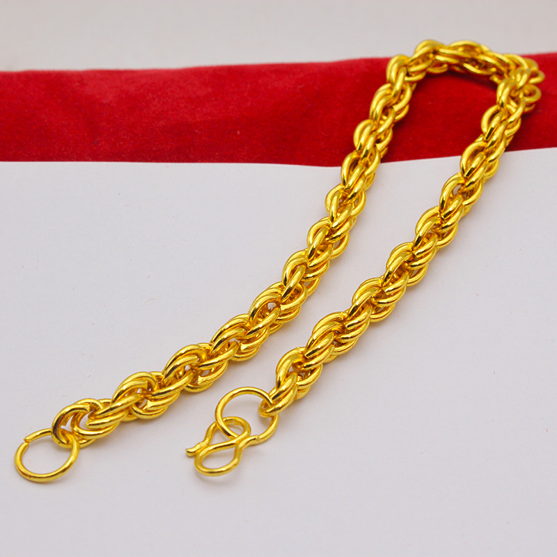 6/9/12mm men's and women's gold bracelet alloy gold-plated NK bracelet flat bold side Cuban bracelet long-lasting non-fading