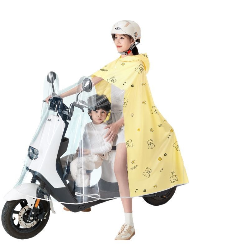 Mother Child Single Person Raincoat Electric Scooter Full Body Anti-Storm Rain Thickened Motorcycle