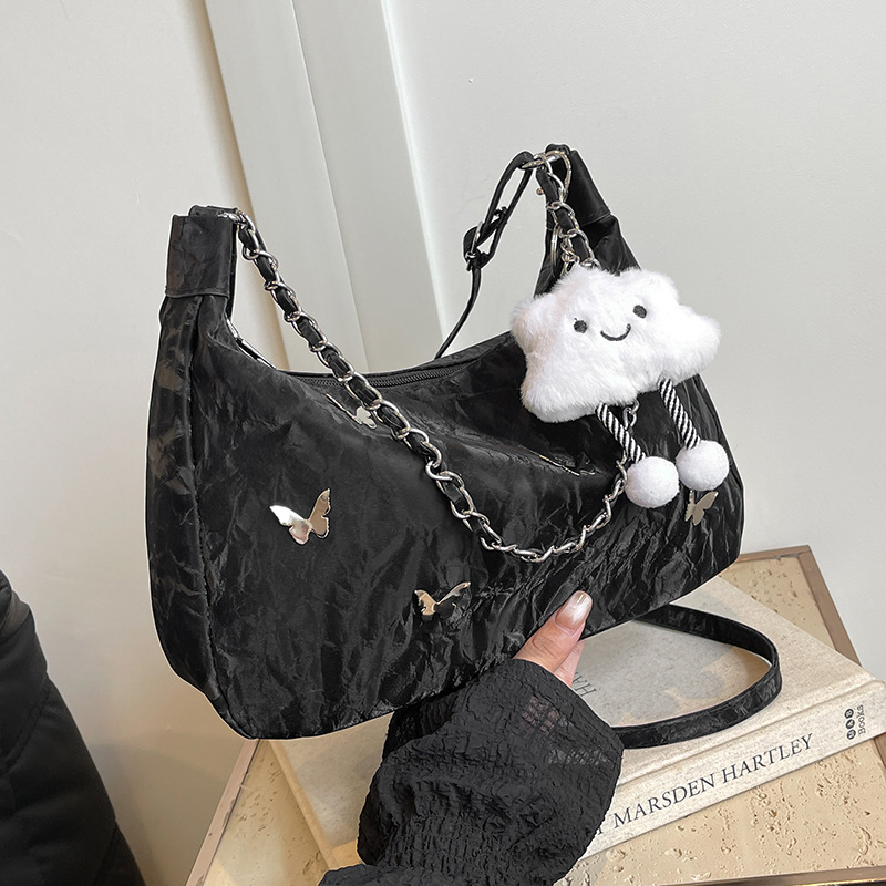 Small bag women 2026 autumn new butterfly decoration crossbody bag single shoulder underarm handbag small square bag