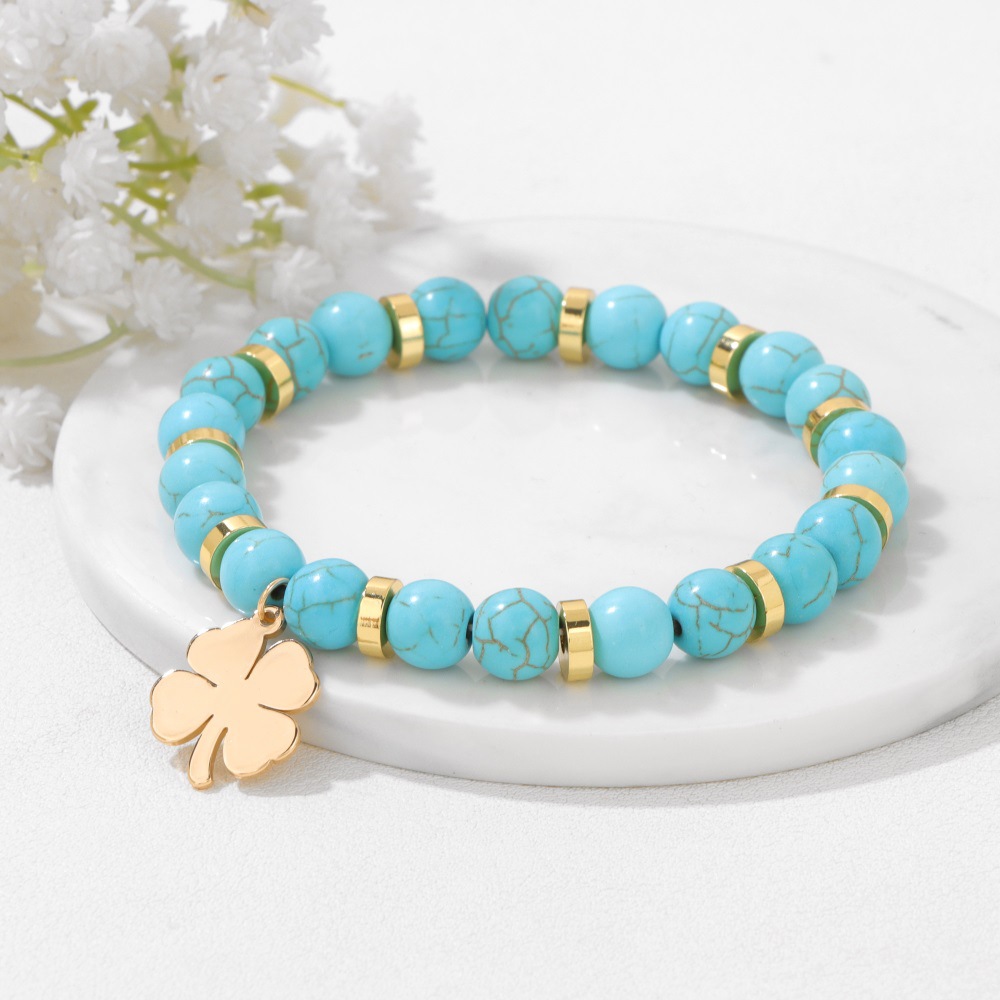 Stainless steel leaf pendant bracelet for women K gold spacer unisex bracelet elastic rope bracelet