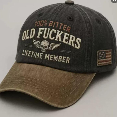 New Pure Cotton Embroidered Hat Old Fuckers Club Baseball Cap