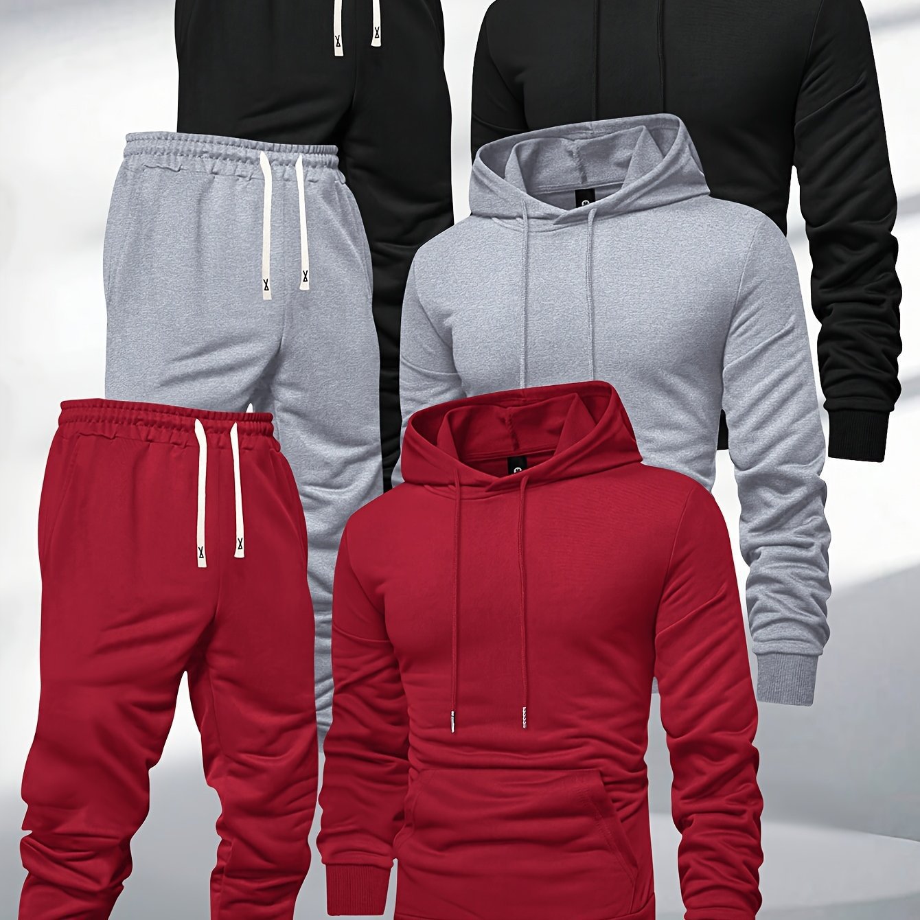 Men's Hooded Spring Autumn Plain Hoodie Sweatpants Casual Sports Men's Fall Suit