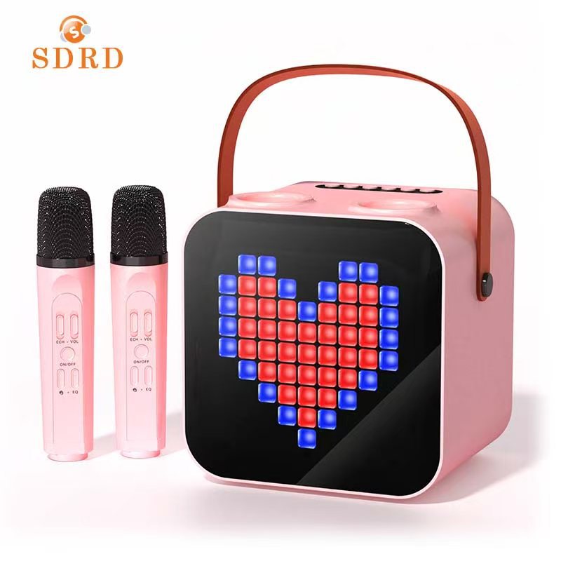 SP100 Colorful LED Light Bluetooth Speaker Wireless Dual Microphone K-Song All-in-One Square Dance Outdoor Portable