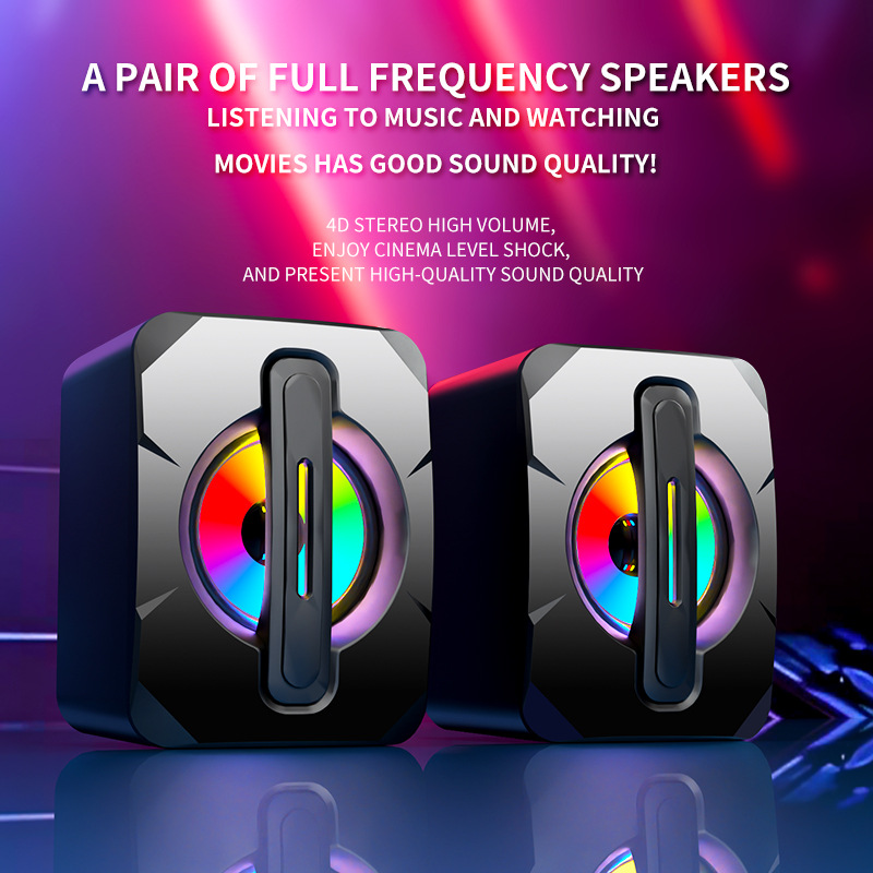 RGB desktop notebook mobile phone home speaker USB wired mini subwoofer desktop small speaker