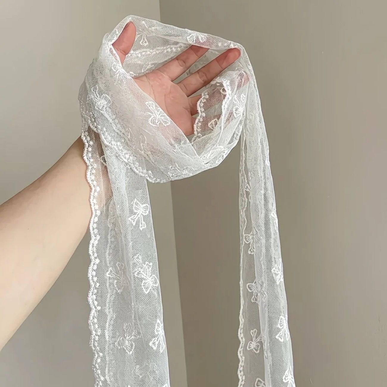 Gentle pink polka dot silk scarf for women minimalist eye-catching thin necktie neck accessory floating hair tie