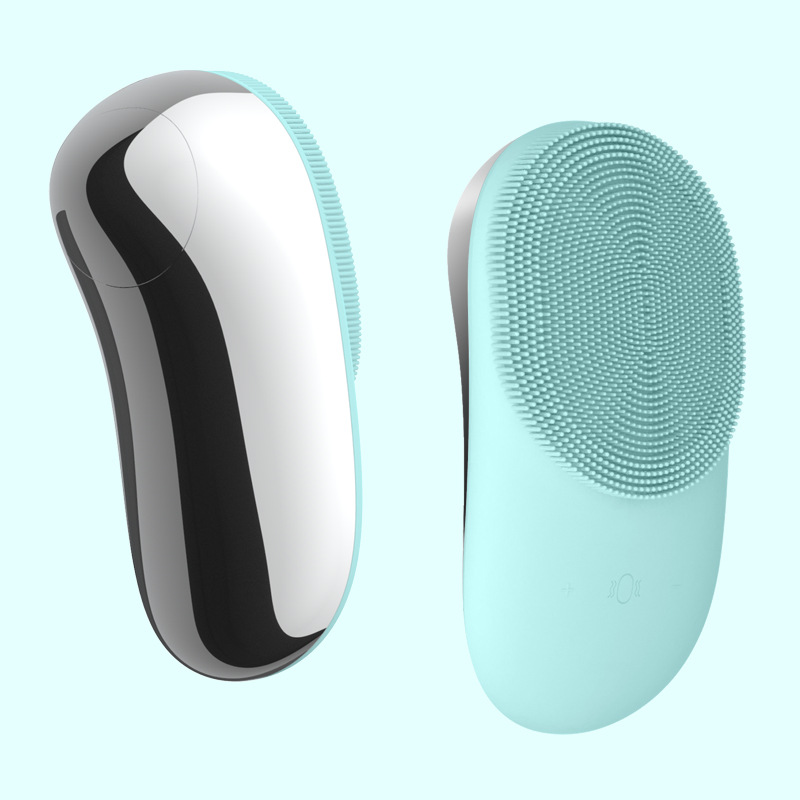 Heating导入Facial Cleanser Electric Silicone Face Wash Ultrasonic Seven-Level Waterproof Brush Facial Pore Cleaner