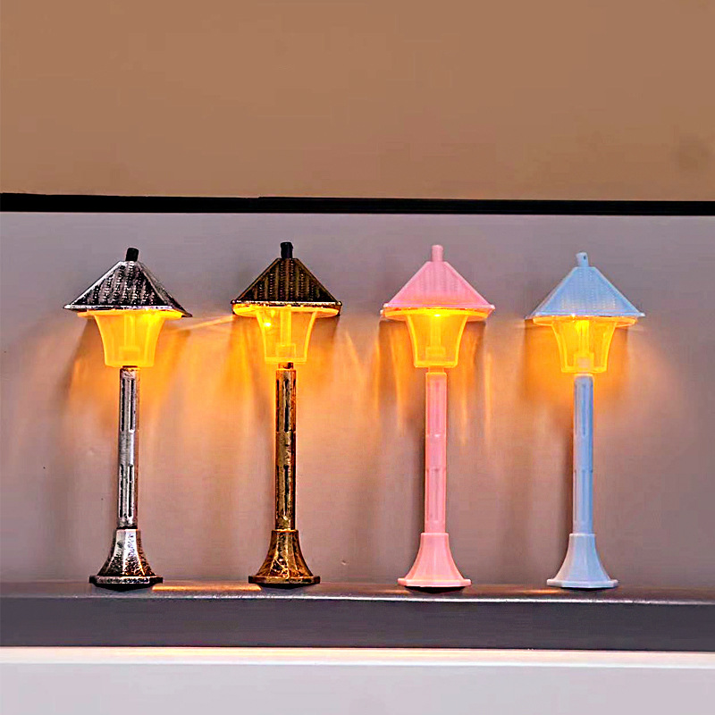 Street Lamp Model Small Ornament European Road Decoration Accessory Dual-Color Display Light