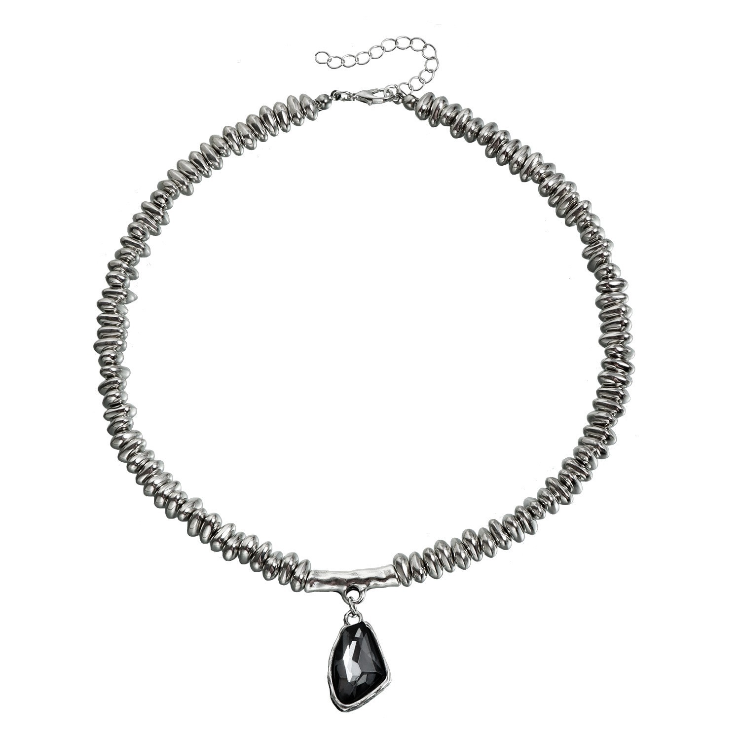 Accessories Elegant Faceted Metallic Shiny Pendant Necklace for Women Necklace Set