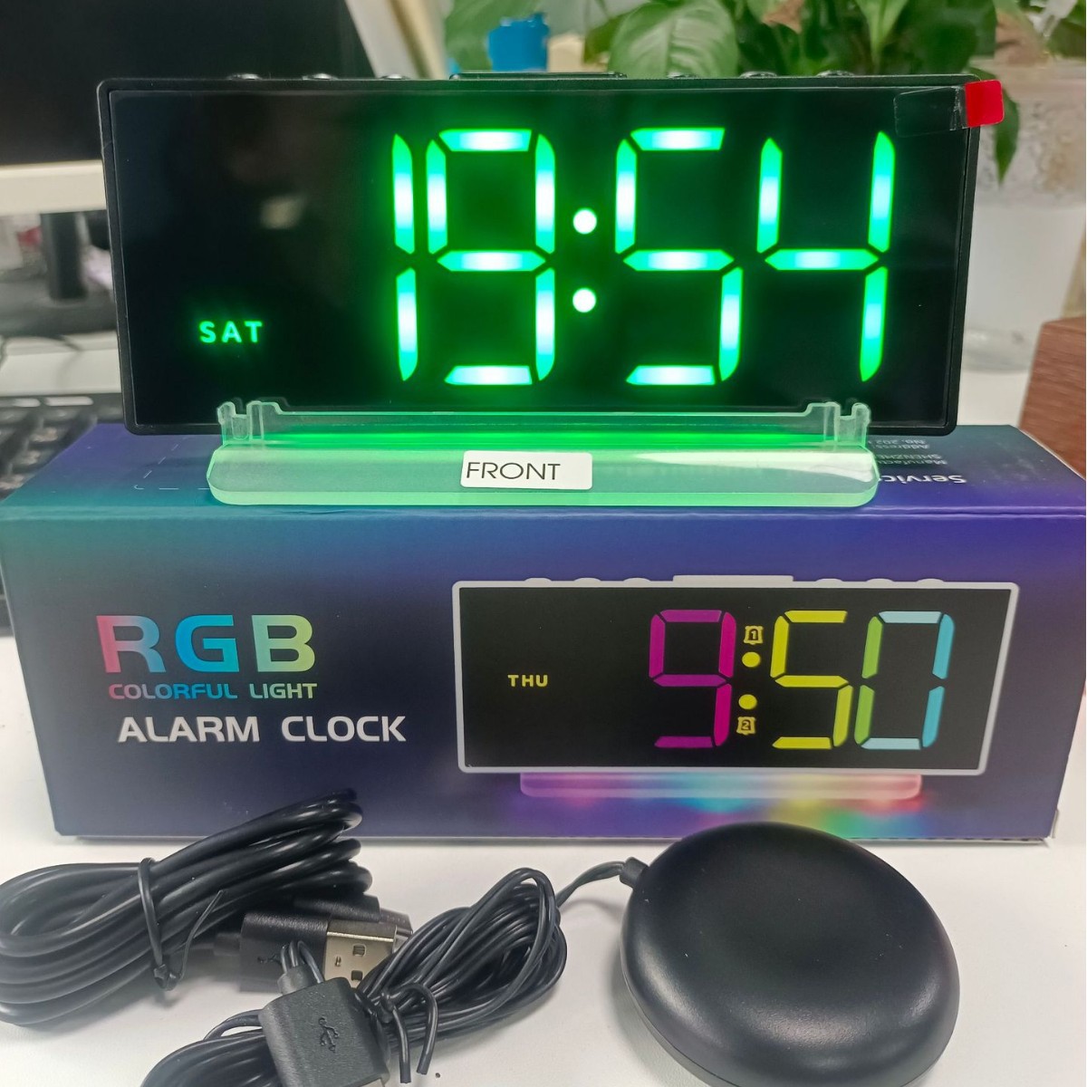 Arc projection alarm clock LED colorful table clock large screen digital display electronic clock table clock decoration