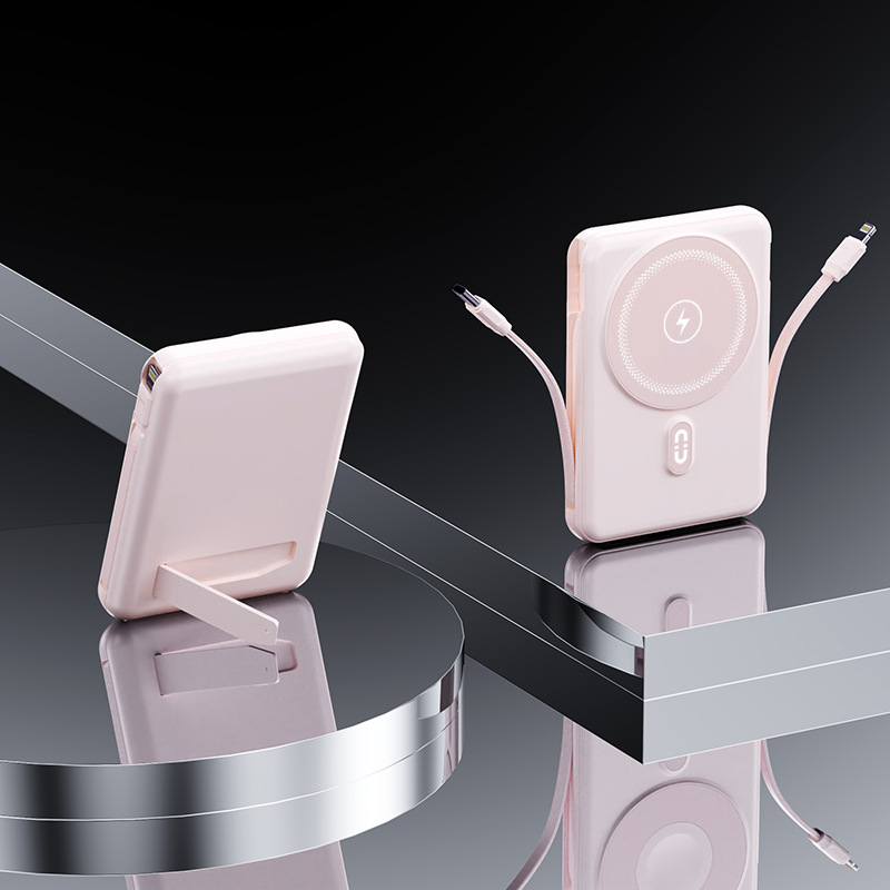 Hidden Stand Cable Fast Charging Magnetic Wireless Charging 1/20000mAh Power Bank Portable Mobile Power Supply