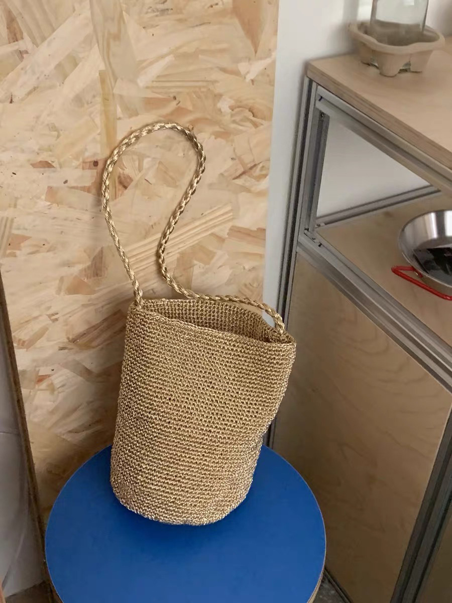 Sparkling Blue Niche Hand-Woven Single Shoulder Bag Casual Bucket Bag Handheld Bag Underarm Bag